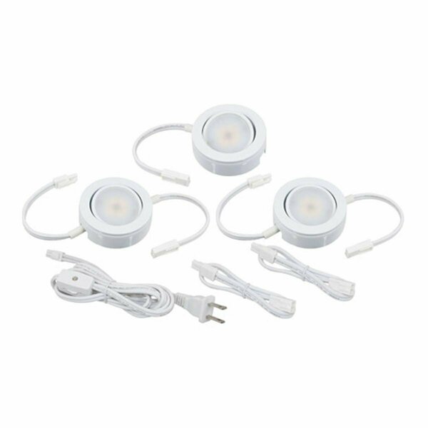 Splashofflash 4.3W 120V 250 Lumens MVP 3 LED Light Puck Kit with Roll Switch & 6 ft. Power Cord - White SP2520376